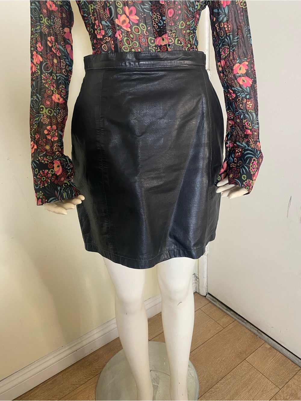 Vintage Genuine Leather Mini Skirt - Women